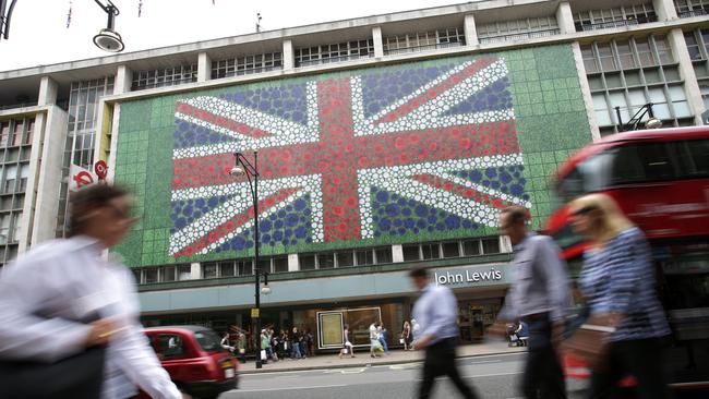 The John Lewis store front in Oxford Street in central London. Picture: AFP PHOTO / Daniel Leal-Olivas/AFP