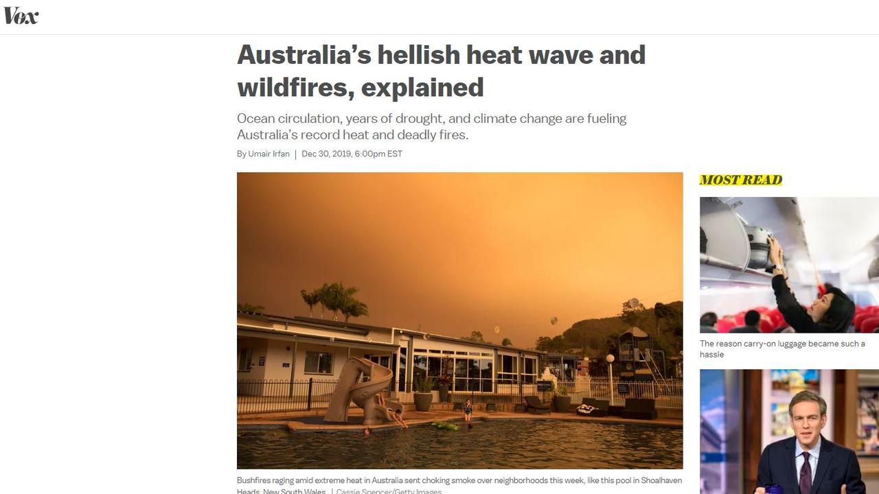 American news and opinion site Vox's bushfire explainer.
