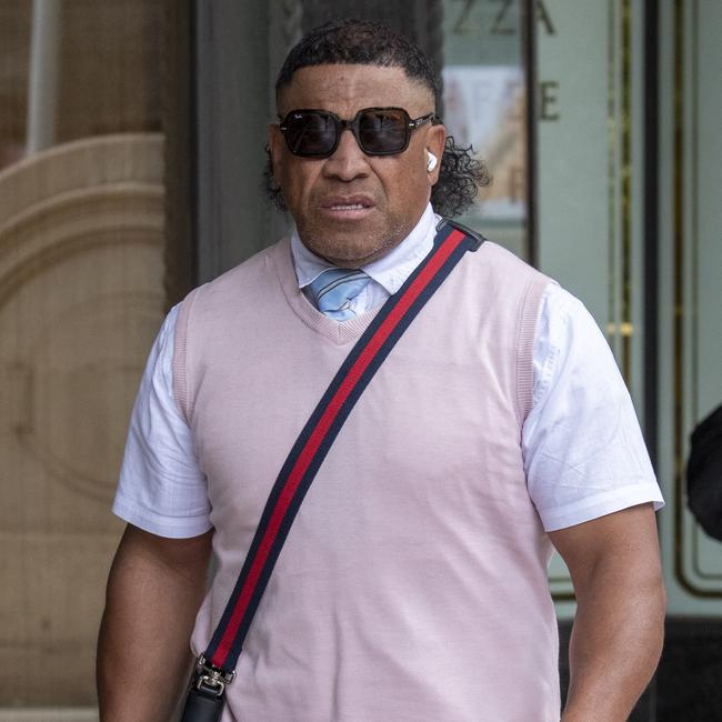 John Hopoate leaving the Downing Centre District Court where he unsuccessfully appealed his last drive while disqualified conviction. Picture: NewsWire / Simon Bullard.