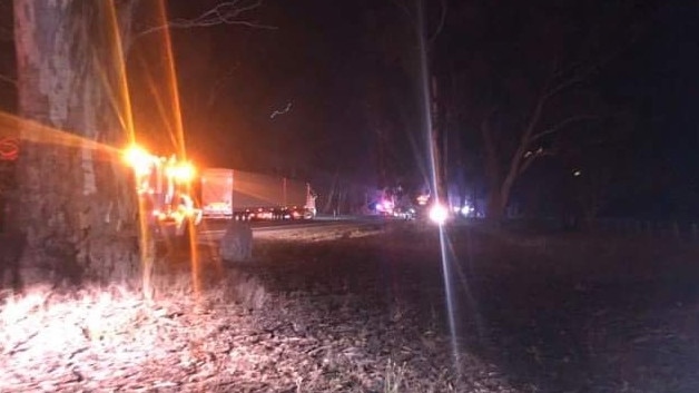 Bullock Creek resident Jeanette Mamouney said she heard multiple explosions after a livestock trailer carrying more than 500 sheep caught fire on the Calder Alternative Highway, near Marong, at 7.30pm Wednesday May 26. Picture: Jeanette Mamouney