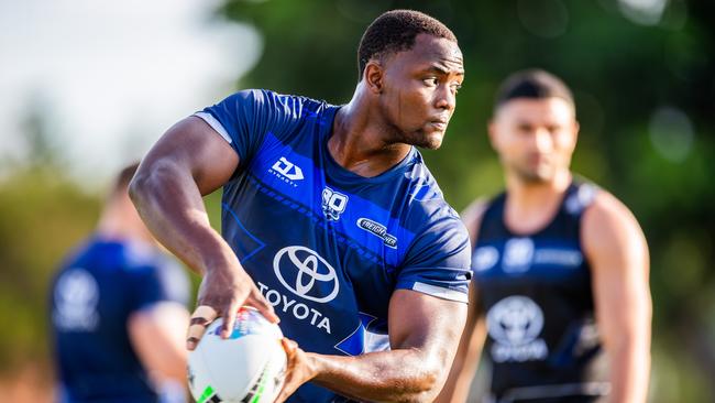 North Queensland Cowboys forward Emarly Bitungane during pre-season training. Picture: Alix Sweeney / North Queensland Cowboys.