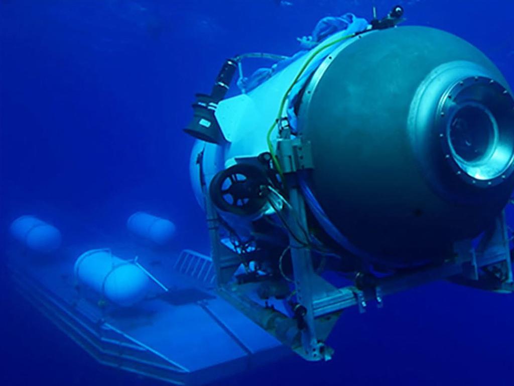 Mr Loibl said the bracket for the stabilisation tube, designed to balance the sub, tore and it wsa reattached with zip ties. (Photo by Handout / OceanGate Expeditions / AFP)