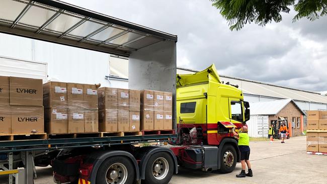 A truck delivers tests and supplies to a public school in Gledswood Hills. Picture: Supplied via NCA NewsWire