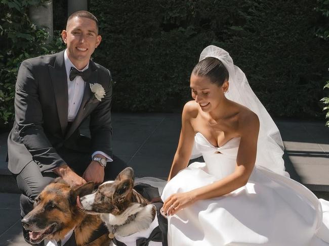 Jacob and Isabel Weitering with their dogs. Pic: Bianca Virtue