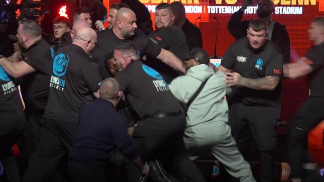 Chris Eubank Jr strikes Conor Benn with an egg during face-off in Manchester