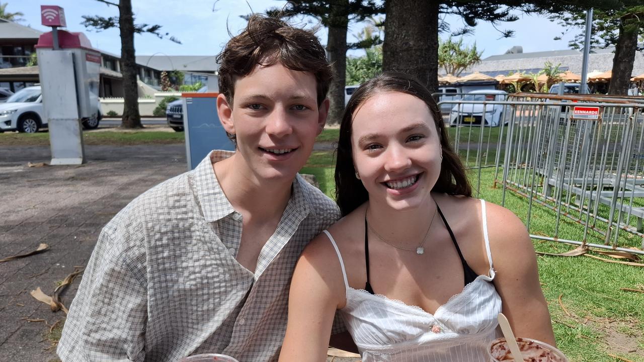 Harry Pollock, 18, and Zoe Caldwell, 18, at Byron Bay Schoolies celebrations on November 28, 2024. Picture: Sam Stolz / News Local.