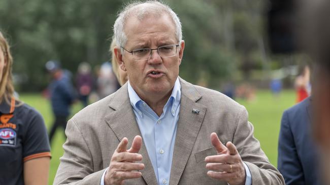 Prime Minister Scott Morrison says we need to remain calm over the new variant. Picture: NCA NewsWire / Martin Ollman