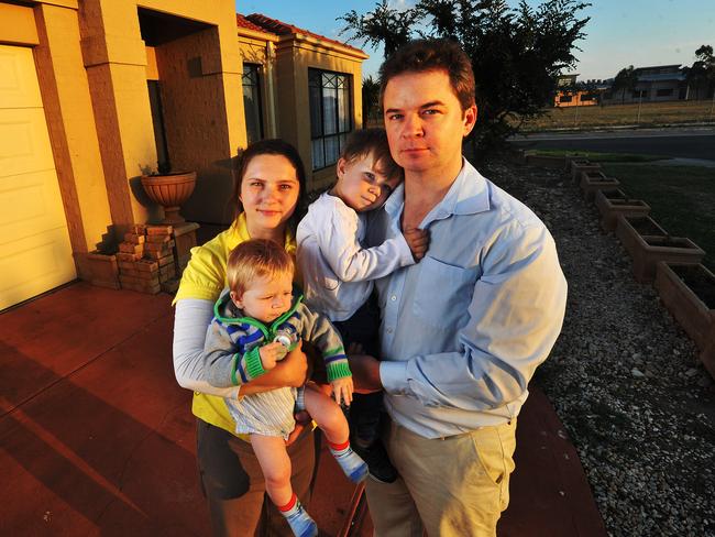 Homeowners Nicholas and Magdalena Murphy with children Teddy and Alex in Point Cook.