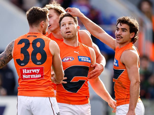 The Giants’ skipper knows he has his teammates to thank for his career-best form. Picture: Dylan Burns/AFL Photos via Getty Images