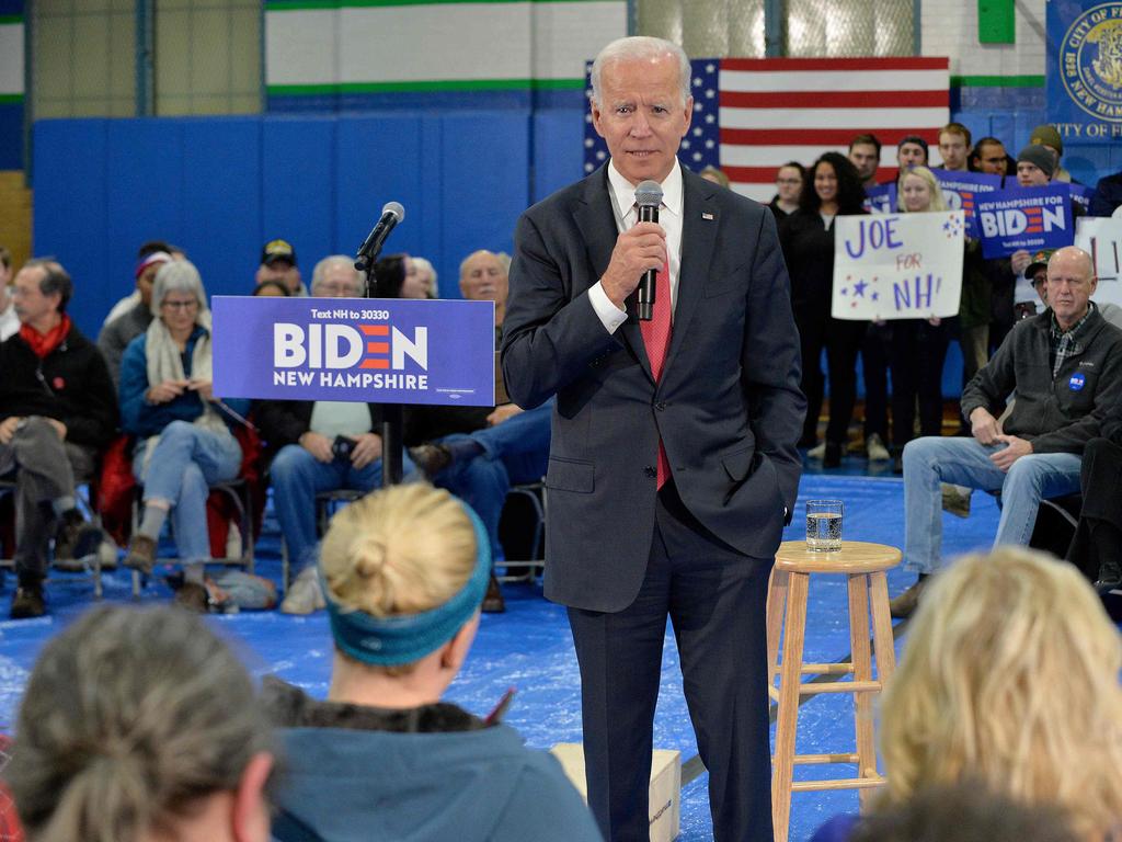 Democratic presidential candidate Joe Biden snapped at a questioner during a campaign event in Iowa on Thursday after the man asked about his son's business dealings in Ukraine. Picture: Joseph Prezioso