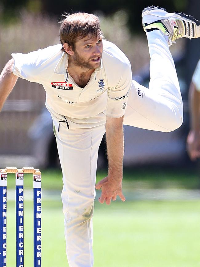 Sturt’s Zyggy Kulesza has taken 12 wickets this campaign – ranking him ninth across Adelaide. Picture: Stephen Laffer