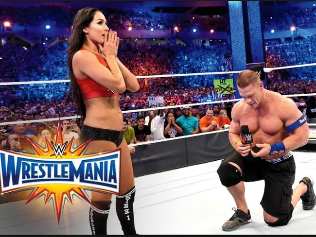 John Cena’s on-air proposal to fellow wrestler Nicole Garcia-Colace.