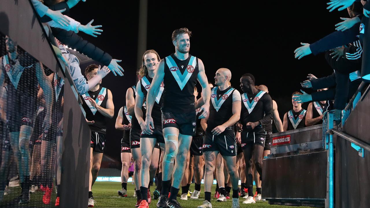 Tom Jonas is happy with Rozee’s form. Picture: Sarah Reed/AFL Photos via Getty Images