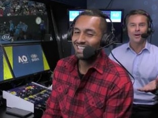 Nick Kyrgios has proved a revelation behind the microphone at Melbourne Park.