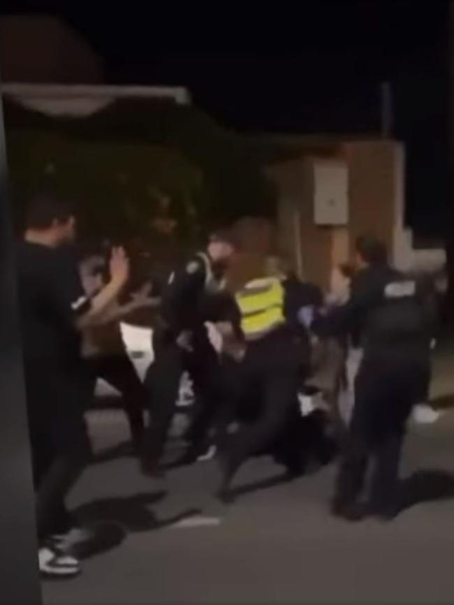 Two police officers have been injured while trying to break-up a wild street fight at Port Augusta. Picture: 7News