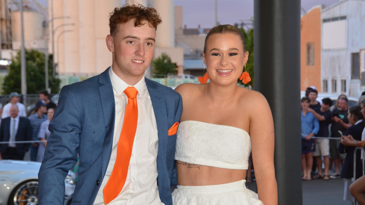 Toowoomba school formals. At the 2023 St Ursula's College formal is graduate Erynn Millward with her partner Tom Wederell. Picture: Rhylea Millar