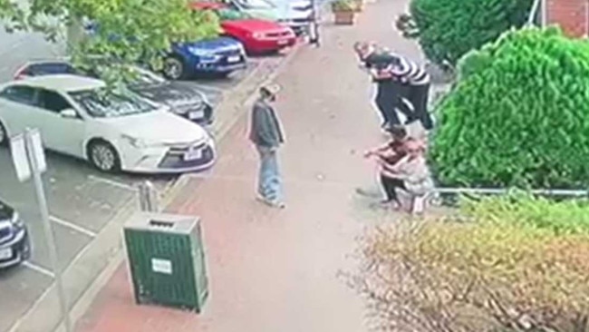 CCTV screen grabs from a fight on Hutt Street. Pics Supplied