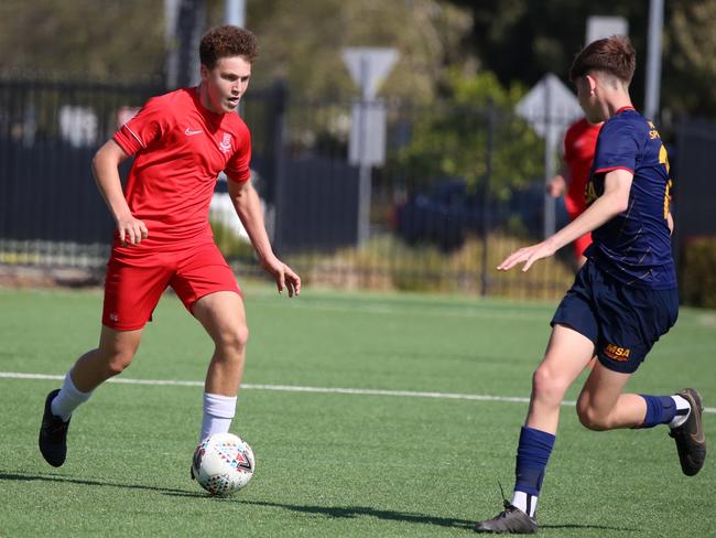 Ipswich Grammar's Samuel McCosker during the Bill Turner School Football National finals. Picture: Lloyd Turner