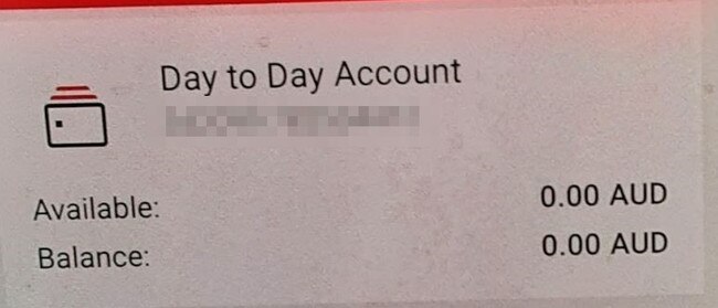 Her bank account was completely drained. Picture: Supplied