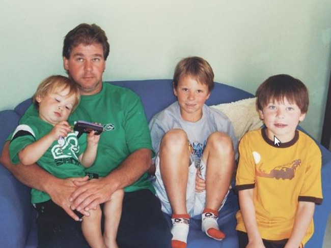 Robert Farquharson, pictured here in early 2005 with his three sons. Within months of this photo being taken, he plunged his car into a dam, drowning all three children.