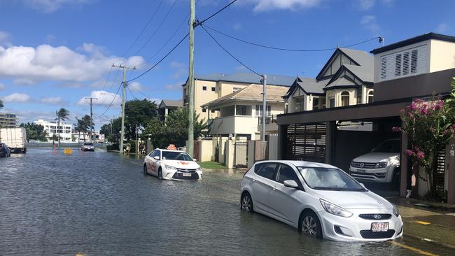 Flooding at Budds Beach on the Gold Coast as Ex-Tropical Cyclone Seth moves closer to shore. Picture: Glenn Hampson