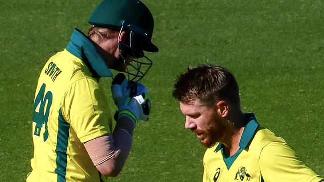 Steve Smith (left) and David Warner will have targets on their backs over the next few months in England. Picture: Patrick Hamilton/AFP