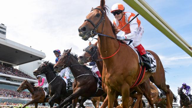 Vow And Declare, ridden by Craig Williams, wins the Lexus Melbourne Cup, at Flemington Racecourse last year. Picture: Getty Images