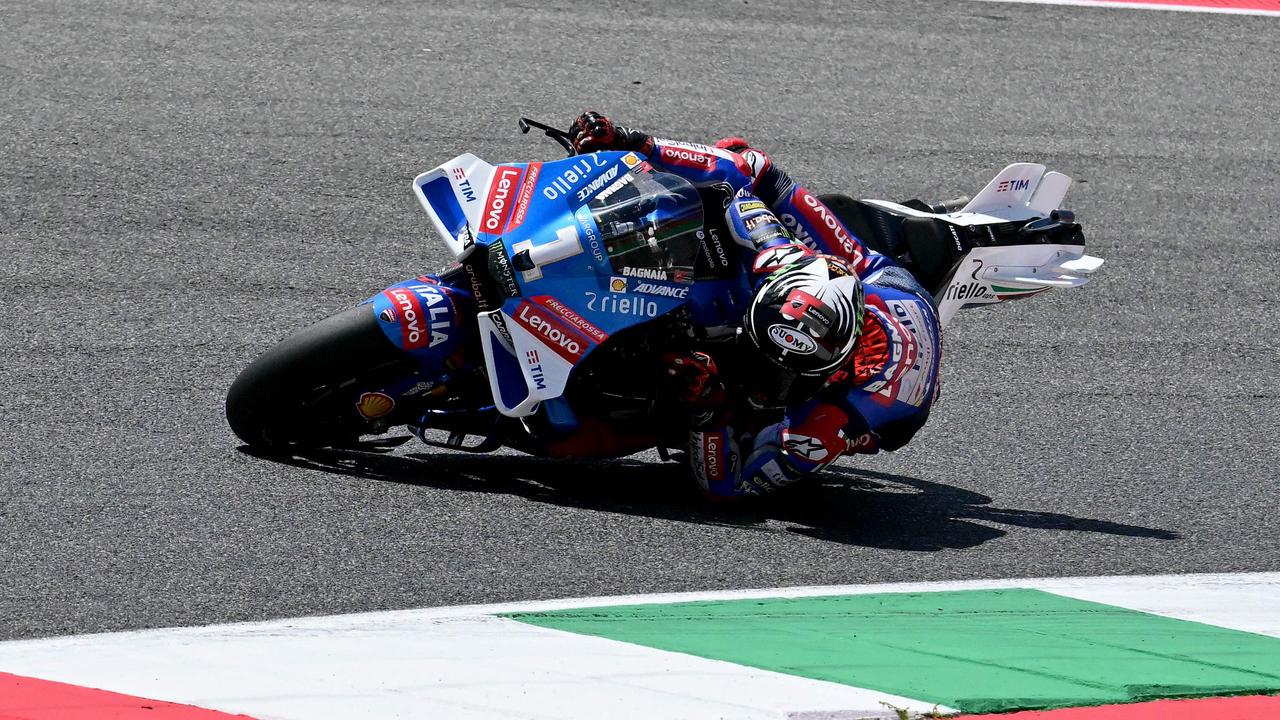 Bagnaia set a new lap record during qualifying for the Dutch MotoGP. (Photo by Marco BERTORELLO / AFP)