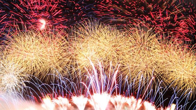 Midnight fireworks on the harbour at New Year's Eve 2011 from Mrs Macquarie's Chair in Sydney.