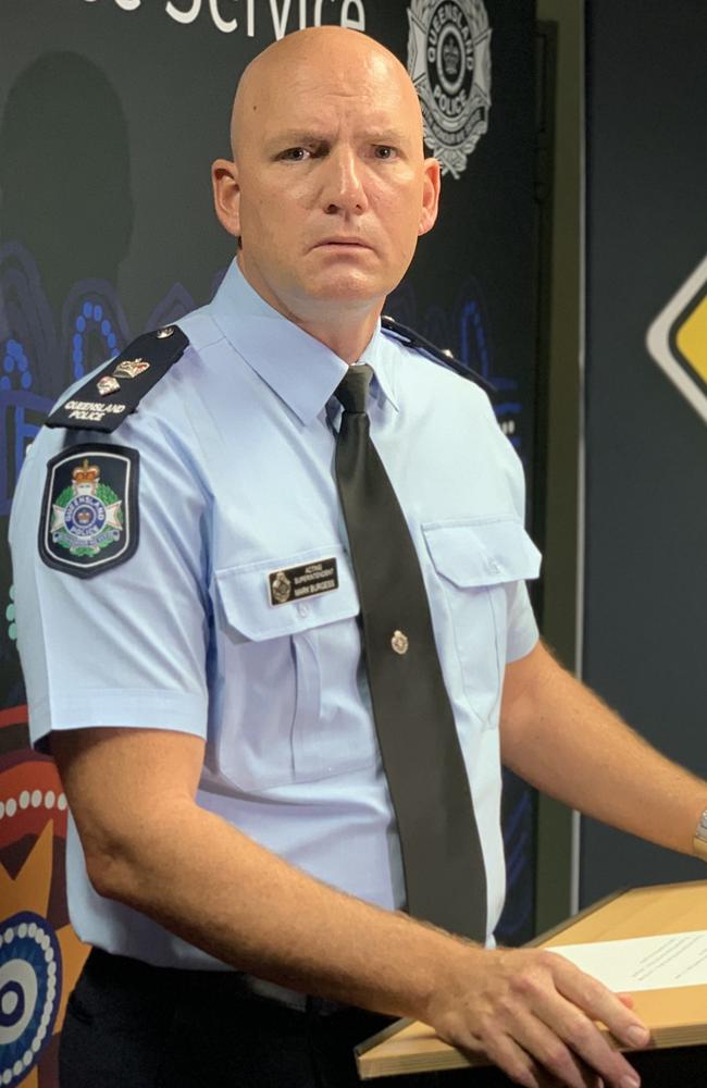 Acting Superintendent Mark Burgess speaks about the terrible effect of road fatalities on families and the broader community at a press conference in Mackay on May 11. Picture: Duncan Evans