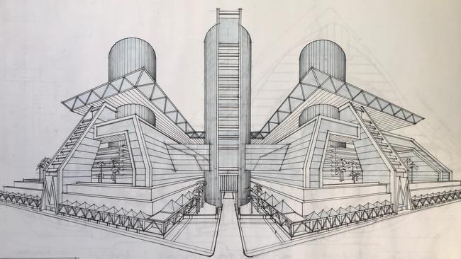 The initial design for the proposed $1.4 billion Thorngate Skywalk City project. Picture: Warren Design, courtesy of David O’Loughlin