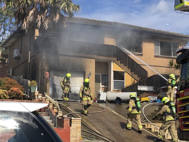 Ten Fire and Rescue NSW crews worked to extinguish the blaze. Picture: Madeline Crittenden