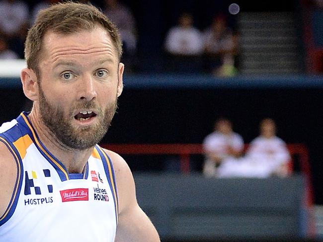 BRISBANE, AUSTRALIA - OCTOBER 06: Anthony Petrie of the Bullets takes on the defence during the round one NBL match between the Brisbane Bullets and the Perth Wildcats at the Brisbane Entertainment Centre on October 6, 2016 in Brisbane, Australia. (Photo by Bradley Kanaris/Getty Images)