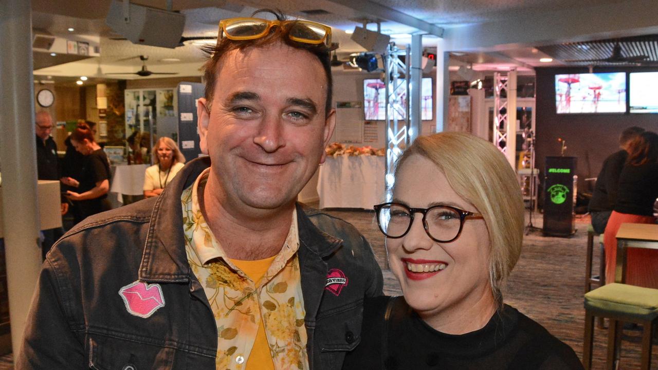 Remo Vallance and Leonie Simpson at launch of Swell Sculpture Festival at Currumbin SLSC. Pic: Regina King