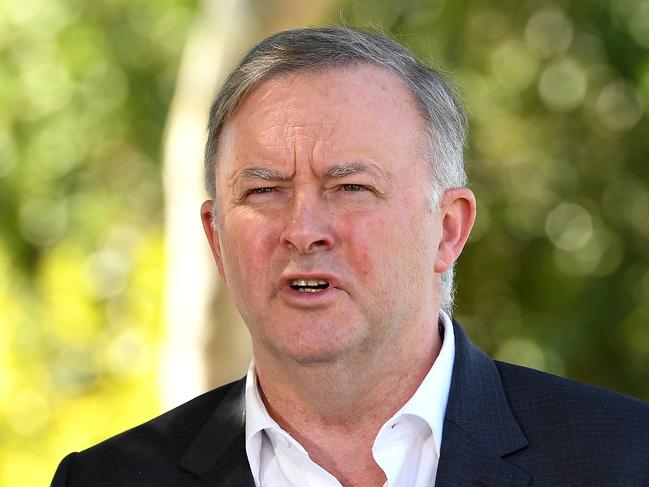 Federal Opposition Leader Anthony Albanese addresses the media during a press conference in Brisbane, Thursday, September 5, 2019. (AAP Image/Albert Perez) NO ARCHIVING