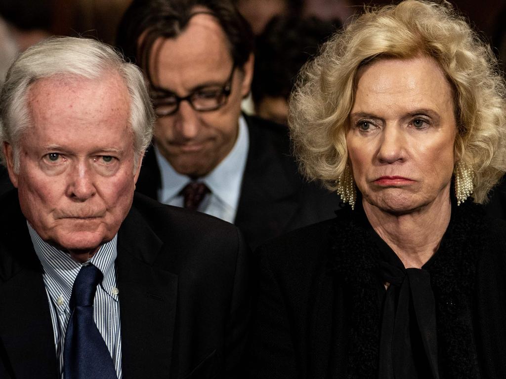 Edward Kavanaugh and Martha Kavanaugh, Judge Brett Kavanaugh's parents, listen as their son testifies. Picture: AFP