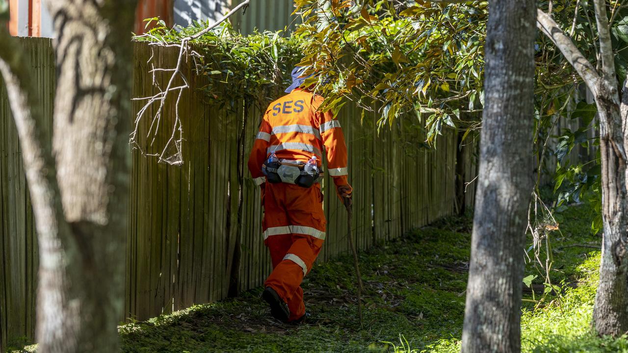 Redland SES service members scouring through bushland.