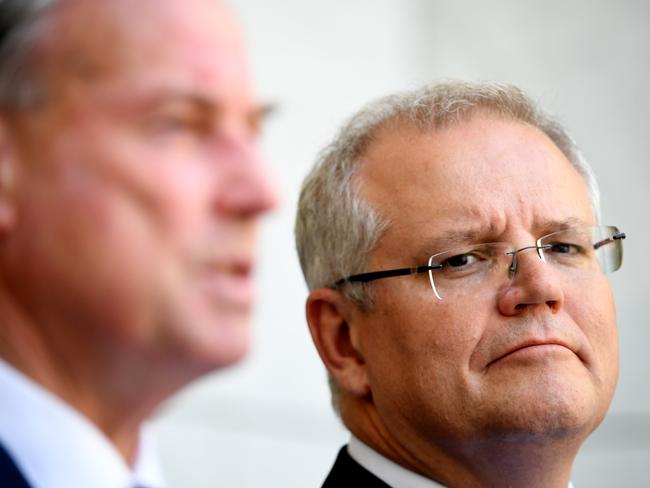 Prime Minister Scott Morrison speaks to media during a press conference at Parliament House in 2019 regarding claims China tried to plant an operative as an MP in a seat in Federal Parliament. Picture: Tracey Nearmy