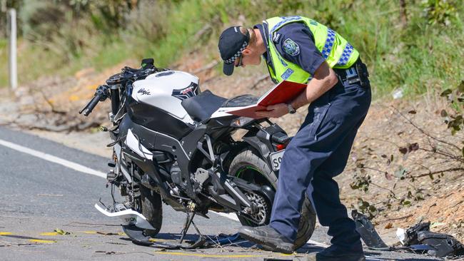 A motorcyclist who crashed on North East Road at Paracombe became the second person to die on SA roads on Wednesday. Picture: Brenton Edwards