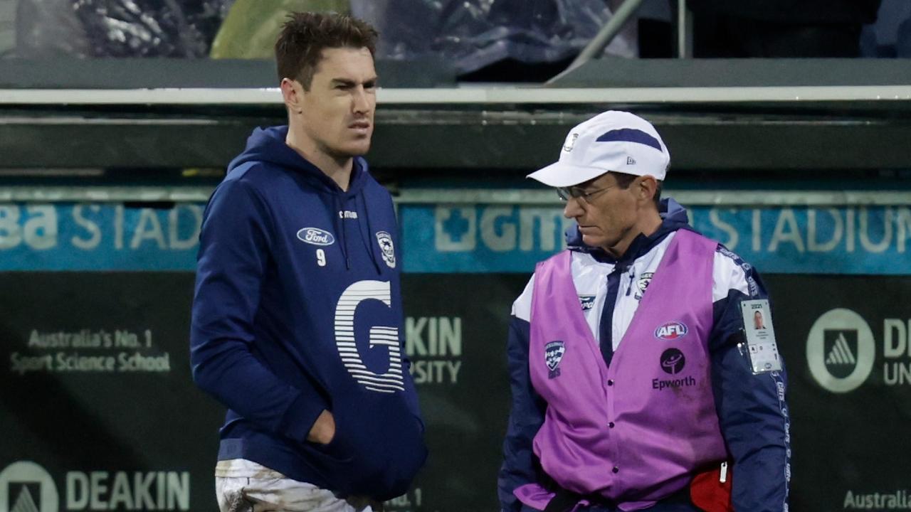 Jeremy Cameron was subbed out of Friday night’s win over Essendon with hamstring tightness. (Photo by Michael Willson/AFL Photos via Getty Images)