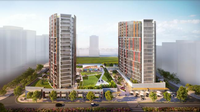 The first two proposed towers to be built under stage two of the Pagewood Green development.