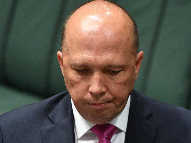 Minister for Home Affairs Peter Dutton during a no confidence motion against him moved by Greens Member for Melbourne Adam Bandt in the House of Representatives at Parliament House in Canberra, Thursday, September 20, 2018. (AAP Image/Mick Tsikas) NO ARCHIVING