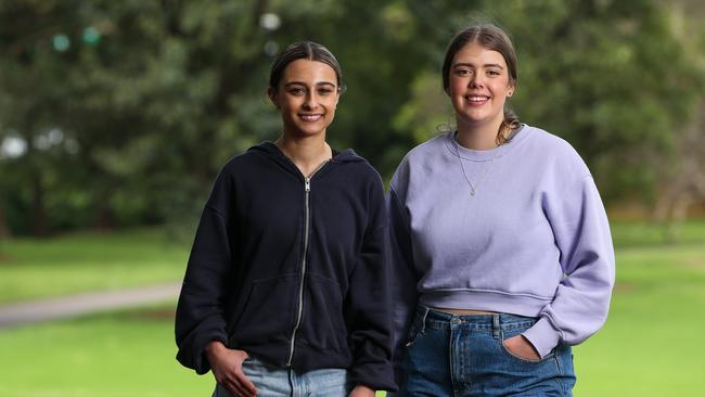 Year 12 students Natalie Sciara and Katie Panozzo will sit their HSC from Wednesday. Picture: Gaye Gerard