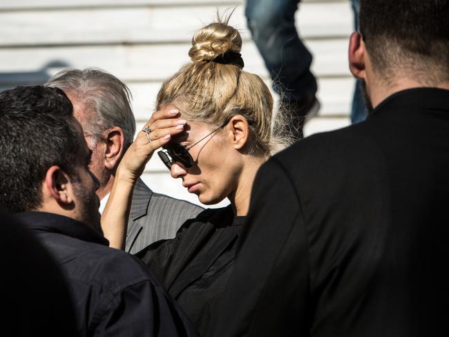 Viktoria broke down during the funeral. Picture: Angelos Christofilopoulos/News Corp Australia