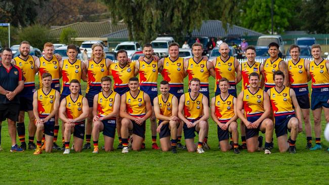 Trinity Old Scholars completed an undefeated season in the division six grand final. Picture: Trinity OS Football Club