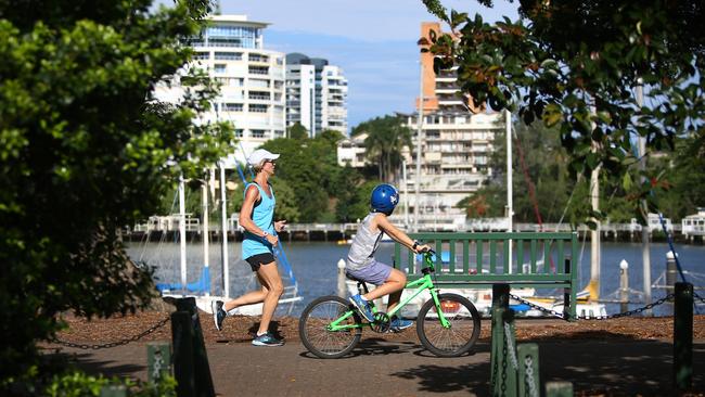 Keeping active along the Brisbane River. Picture: AAP