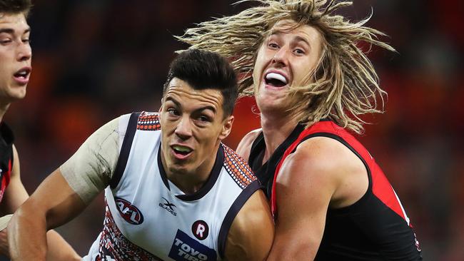 Dylan Shiel will give midfield support to Essendon skipper Dyson Heppell. Picture. Phil Hillyard