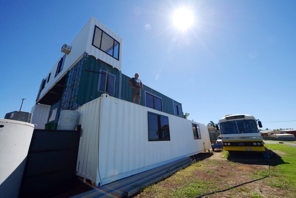 GRAND DESIGN: Phil Murphy is building a unique house on The Hummock out of shipping containers. Photo taken on 27 April 2015. Photo: Max Fleet / NewsMail. Picture: Max Fleet