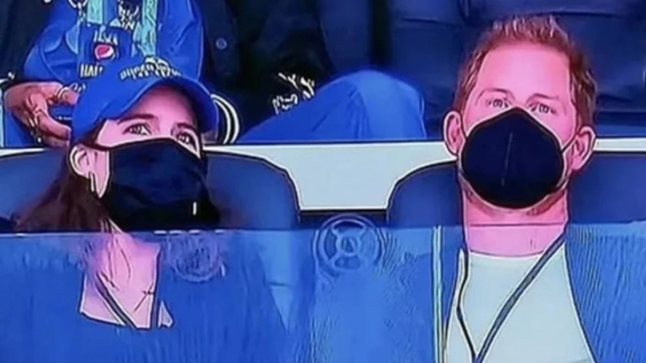 Prince Harry and Princess Eugenie at the Super Bowl 2022. Source: NBC