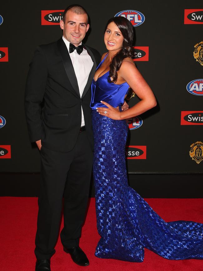 Ben Cunnington of the North Melbourne Kangaroos and his partner Belinda Hintum.